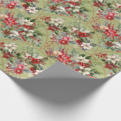 Classic Poinsettia & Berry Holiday Wrapping Paper ラッピングペーパー (角)