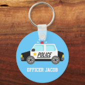 Classic Police Car with Siren Name キーホルダー (正面)