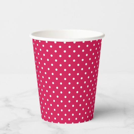 Classic Polka Dot White - Raspberry Red 紙コップ (裏面)