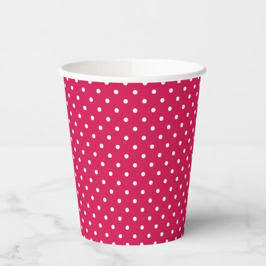 Classic Polka Dot White - Raspberry Red 紙コップ (左)