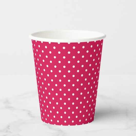 Classic Polka Dot White - Raspberry Red 紙コップ (正面)