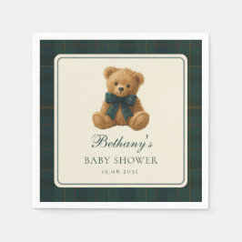 Classic Polo Tartan Teddy Bear Baby Shower スタンダードカクテルナプキン