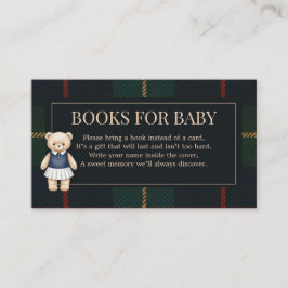 Classic Polo Teddy Bear Preppy Plaid Baby Shower エンクロージャーカード