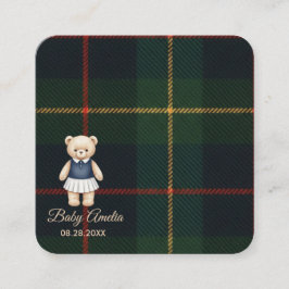 Classic Polo Teddy Bear Preppy Plaid Baby Shower  エンクロージャーカード