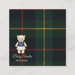 Classic Polo Teddy Bear Preppy Plaid Baby Shower  エンクロージャーカード