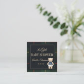 Classic Polo Teddy Bear Preppy Plaid Baby Shower  エンクロージャーカード (スタンド正面)
