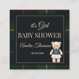 Classic Polo Teddy Bear Preppy Plaid Baby Shower  エンクロージャーカード