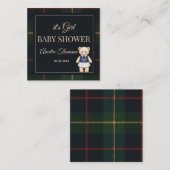 Classic Polo Teddy Bear Preppy Plaid Baby Shower  エンクロージャーカード (正面/裏面)