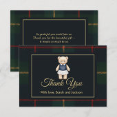 Classic Polo Teddy Bear Preppy Plaid Baby Shower  サンキューカード (正面/裏面)