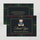 Classic Polo Teddy Bear Preppy Plaid Baby Shower  サンキューカード (正面/裏面)