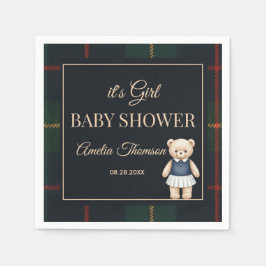 Classic Polo Teddy Bear Preppy Plaid Baby Shower  スタンダードカクテルナプキン