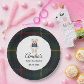 Classic Polo Teddy Bear Preppy Plaid Baby Shower  ペーパープレート (パーティー)