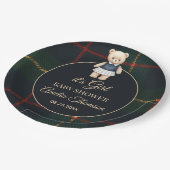 Classic Polo Teddy Bear Preppy Plaid Baby Shower  ペーパープレート (アングル)