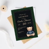 Classic Polo Teddy Bear Preppy Plaid Baby Shower 招待状
