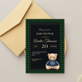 Classic Polo Teddy Bear Preppy Plaid Baby Shower 招待状