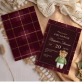 Classic Polo Teddy Bear Preppy Plaid Baby Shower 招待状