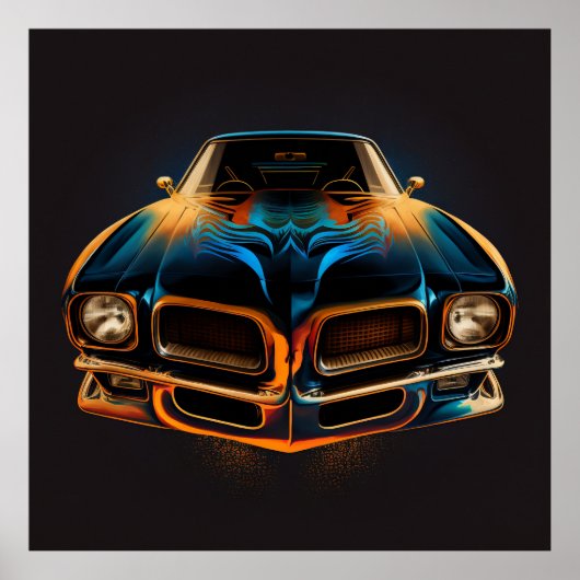 Classic Pontiac Firebird in silhouette w/ dark bg ポスター (正面)