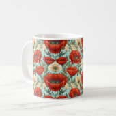 Classic Poppy & Wildflower Ceramic Mug コーヒーマグカップ (正面左)