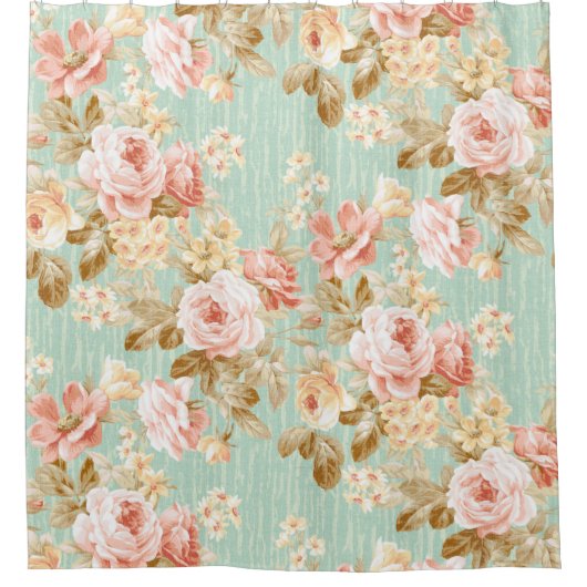 Classic Popular Flower Seamless pattern background シャワーカーテン (正面)