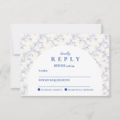 Classic Porcelain Blue Graduation Party 出欠カード (正面)