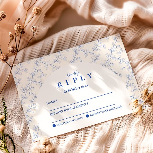 Classic Porcelain Blue Graduation Party 出欠カード