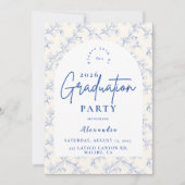 Classic Porcelain Blue Graduation Party 招待状 (正面)