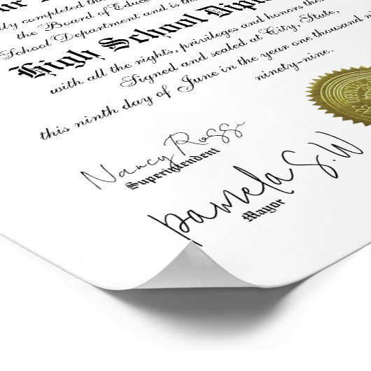 Classic portrait High School Diploma  ポスター (角)