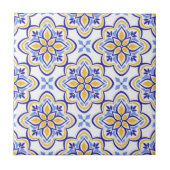 Classic Portuguese Blue and Gold Mediterranean Flo タイル (正面)
