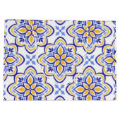 Classic Portuguese Blue and Gold Mediterranean Flo ラージペーパーバッグ (裏面)