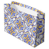 Classic Portuguese Blue and Gold Mediterranean Flo ラージペーパーバッグ (裏面アングル)