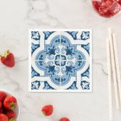 Classic Portuguese Blue and White Mediterranean P スタンダードカクテルナプキン (インサイチュ)