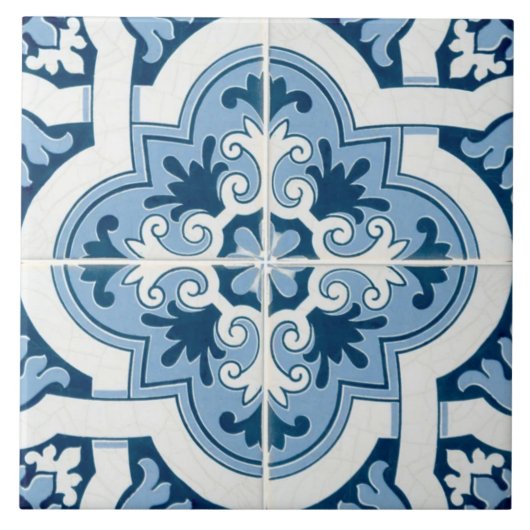 Classic Portuguese  Blue and White Mediterranean P タイル (正面)