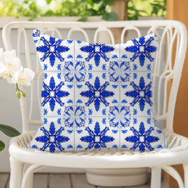 Classic Portuguese Tile Pattern Blue White アウトドアクッション