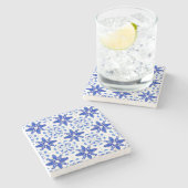 Classic Portuguese Tile Pattern Blue White ストーンコースター (横)