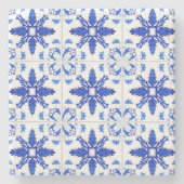 Classic Portuguese Tile Pattern Blue White ストーンコースター (正面)