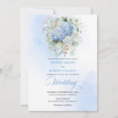 Classic Powder Blue Hydrangea Wedding Invitation 招待状 (正面)