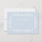 Classic Powder Blue Ornately Framed Wedding 出欠カード (裏面)
