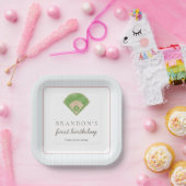 Classic Preppy Baseball First Birthday Rookie One  ペーパープレート (パーティー)