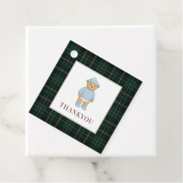 Classic Preppy Bear Designer Plaid Baby Shower フェイバータグ