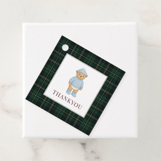 Classic Preppy Bear Designer Plaid Baby Shower フェイバータグ (インサイチュ)
