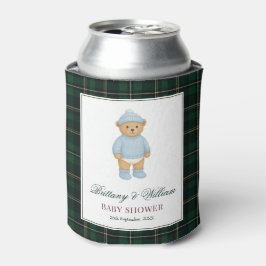 Classic Preppy Bear Designer Plaid Baby Shower 缶クーラー