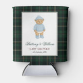 Classic Preppy Bear Designer Plaid Baby Shower 缶クーラー (正面)