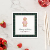Classic Preppy Bear Green Tartan Plaid Baby Shower スタンダードカクテルナプキン (インサイチュ)