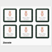 Classic Preppy Bear Pink Baby Shower スクエアシール (シート)