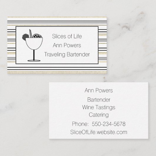 Classic Professional Minimalist Bartender 名刺 (正面/裏面)