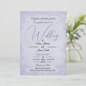 Classic Purple Embossed Floral Wedding Invitation 招待状 (スタンド正面)