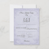 Classic Purple Embossed Floral Wedding RSVP Card (正面)