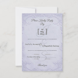 Classic Purple Embossed Floral Wedding RSVP Card