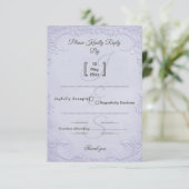 Classic Purple Embossed Floral Wedding RSVP Card (スタンド正面)
