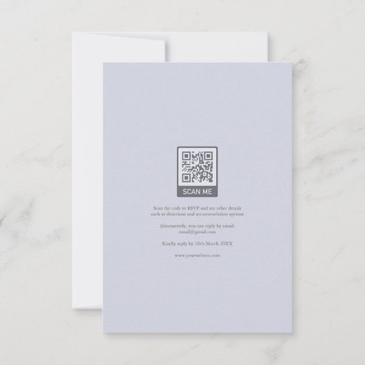 Classic Purple Embossed Floral Wedding RSVP Card (裏面)